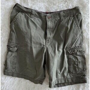 George & Martha Mens Cargo Shorts Olive Green Cotton Utility Hiking Size 38